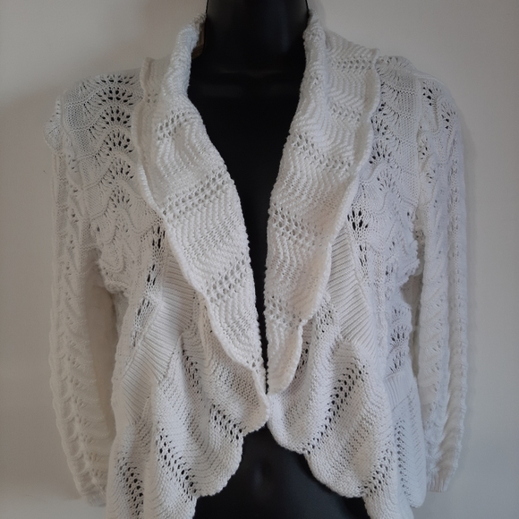 Women's Cropped Cardigan Large White - Picture 1 of 6